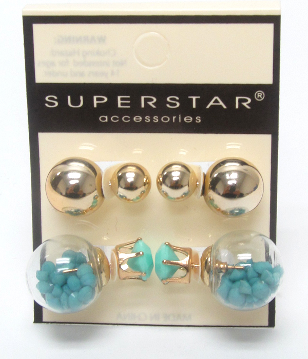 Mix beads double sided earrings 