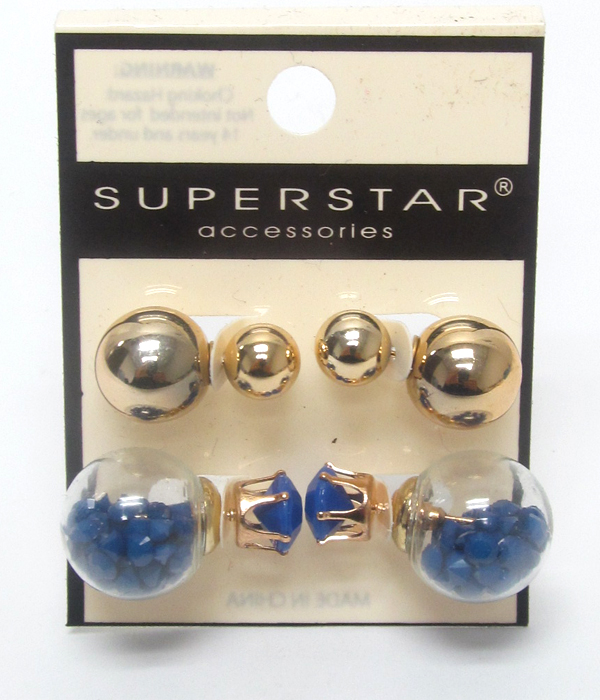 Mix beads double sided earrings 