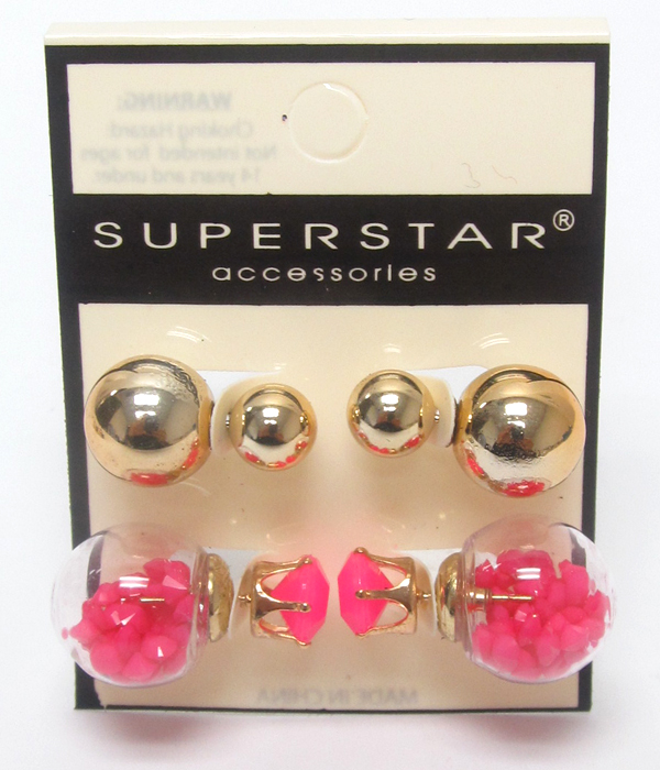 Mix beads double sided earrings 