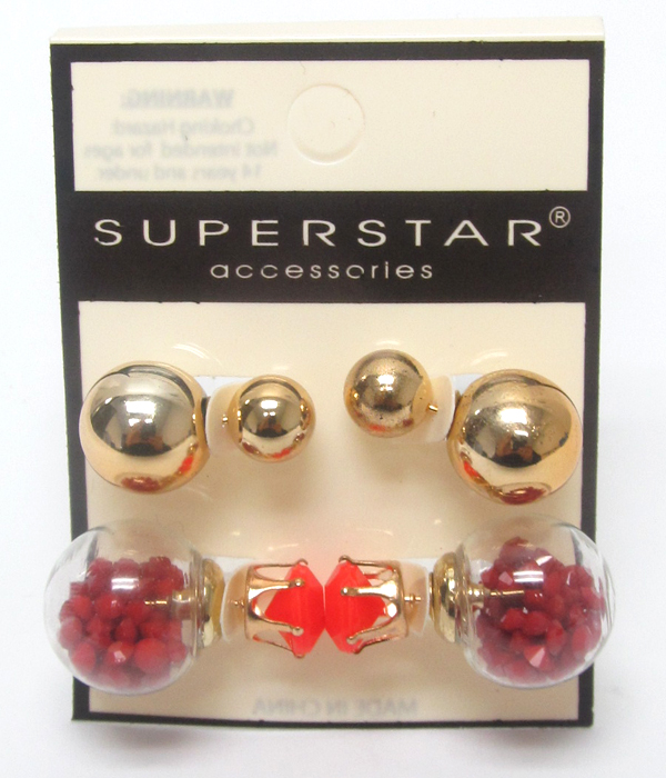 Mix beads double sided earrings 