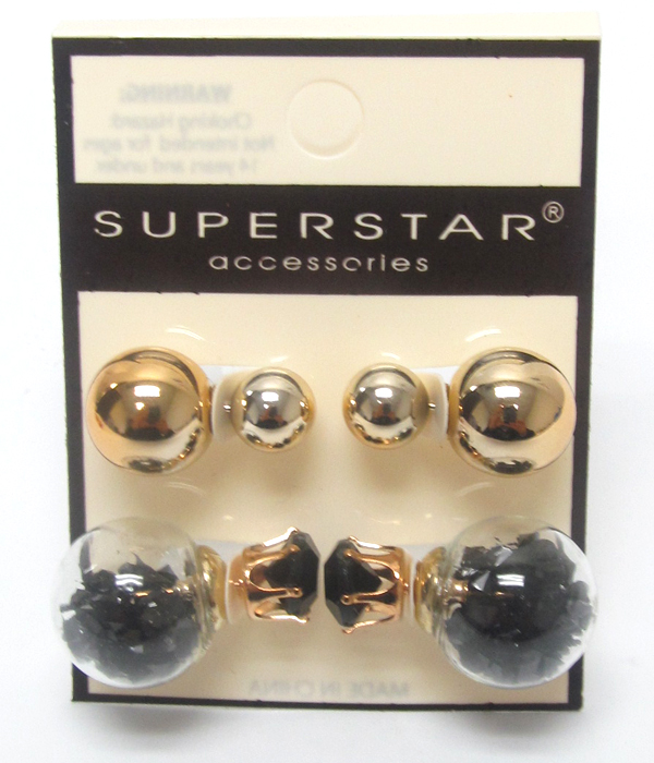 Mix beads double sided earrings 