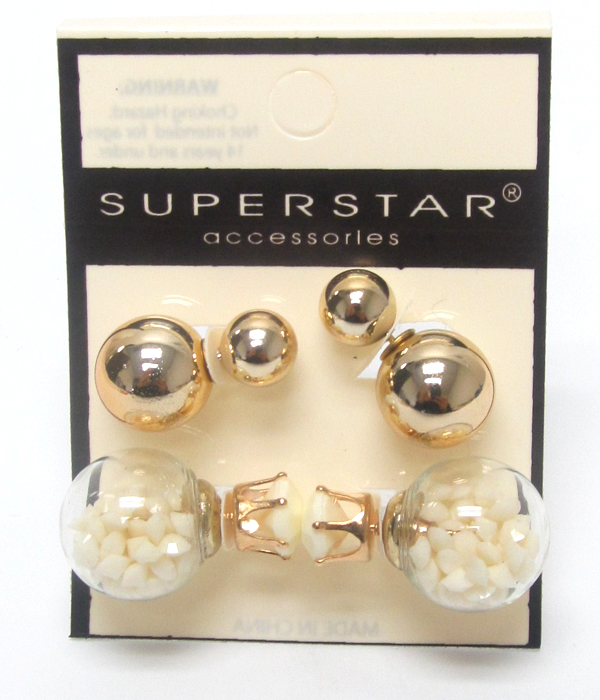 Mix beads double sided earrings 