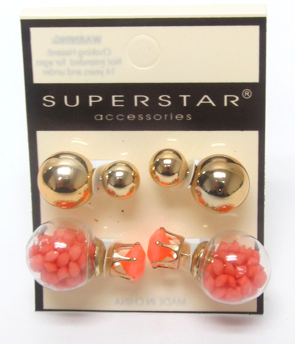 Mix beads double sided earrings 