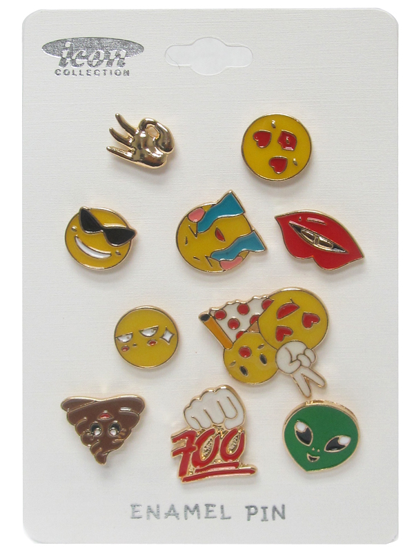 Emoji theme epoxy tack pin set 