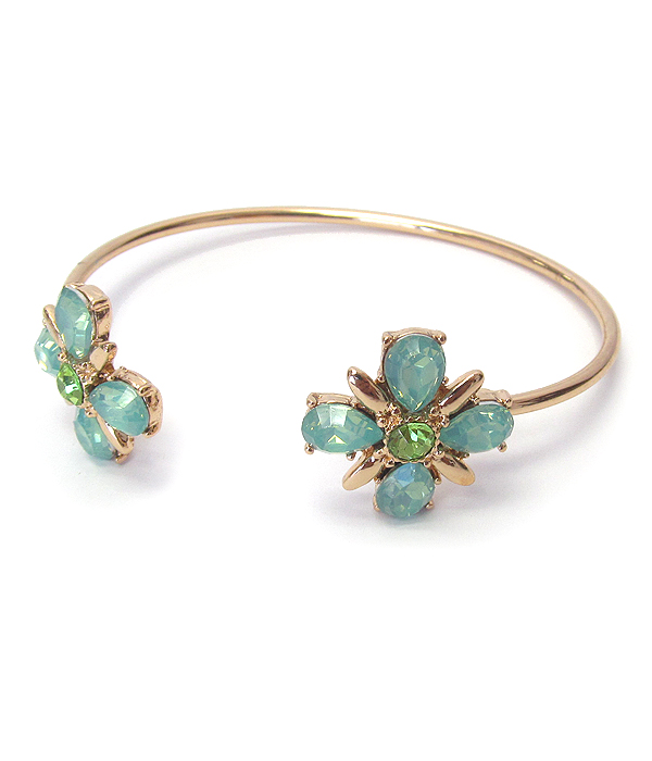 Crystal flower tip wire bangle bracelet