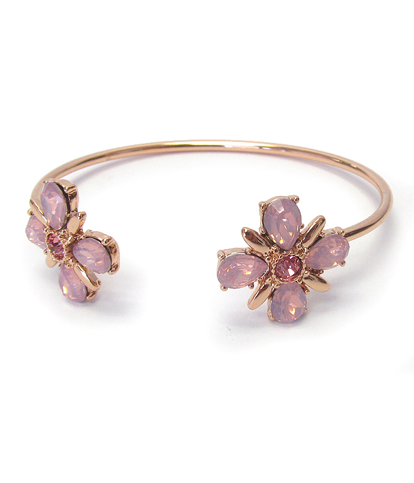 Crystal flower tip wire bangle bracelet