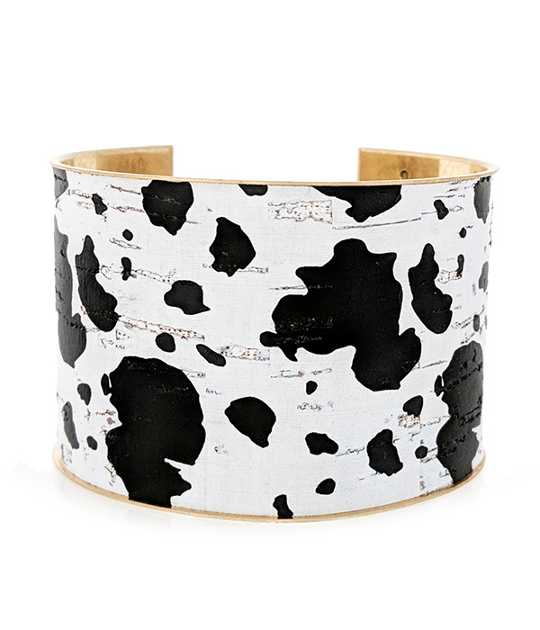 Animal print wide bangle bracelet - cow