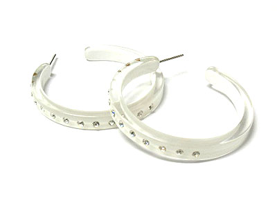 45 mm crystal stud acryl hoop earring - hoops