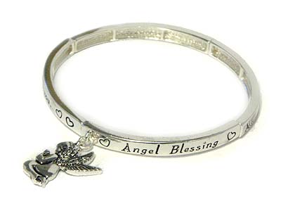 Angel charm and angel blessing message stretch bracelet