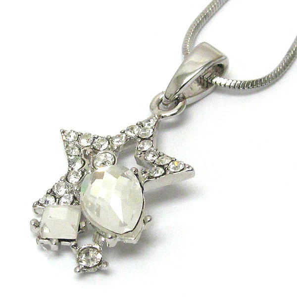 Made in korea whitegold plating crystal star pendant necklace