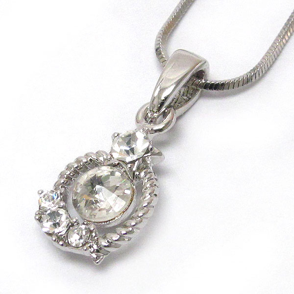 Made in korea whitegold plating crystal stud star and circle pendant necklace