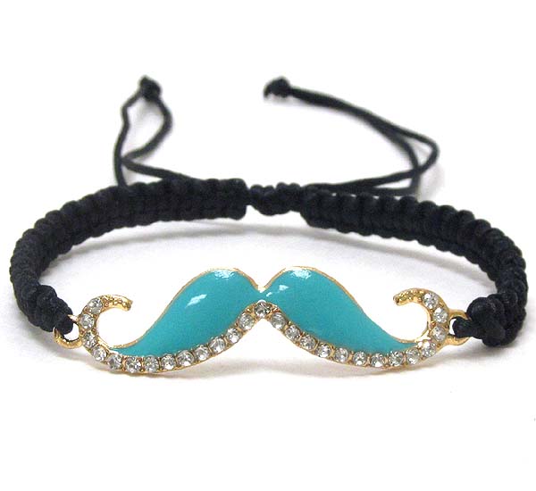 Crystal and epoxy deco mustache friendship bracelet