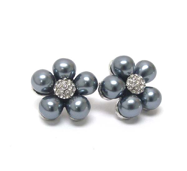 Crystal center and pearl flower earring