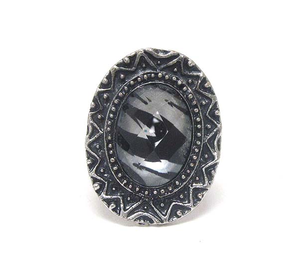 Animal print center deco adjustable ring