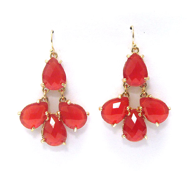 Multi facet teardrop stone link drop earring