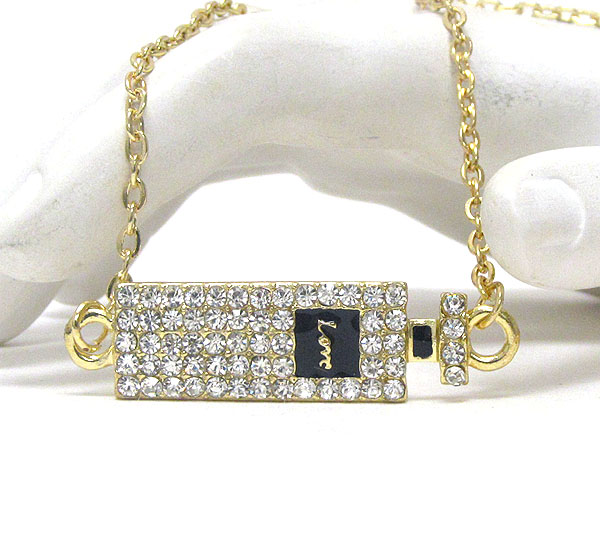 Crystal and epoxy deco purfume bottle necklace