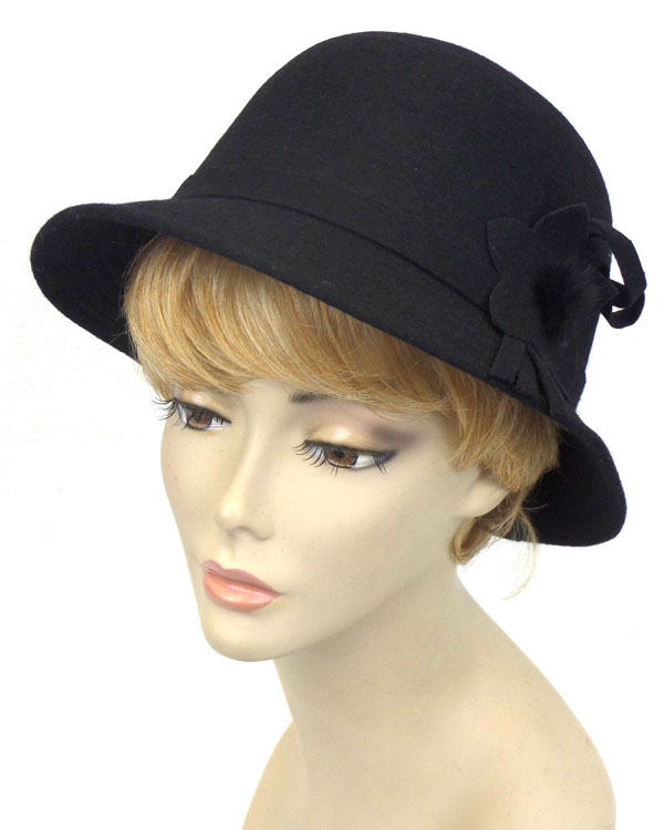 Flower accent and felt hat