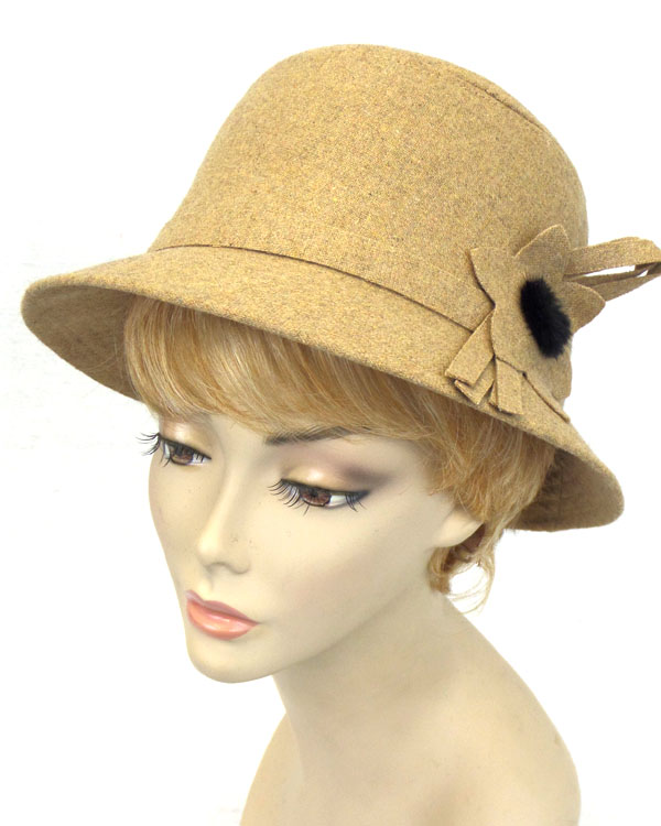 Flower accent and felt hat