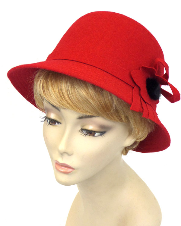 Flower accent and felt hat 