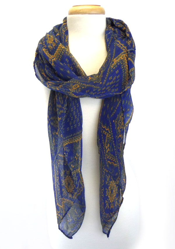 Flower ethnic print scarf