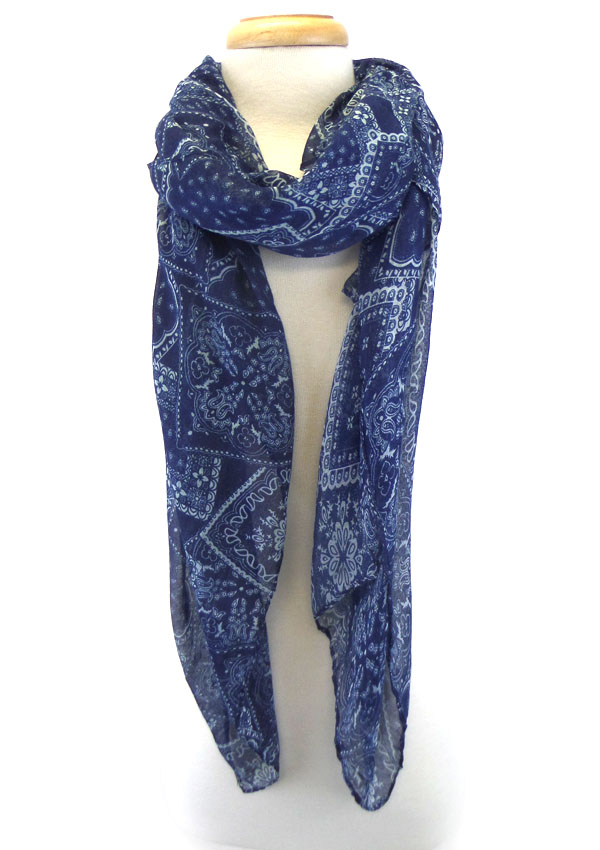 Flower ethnic print scarf