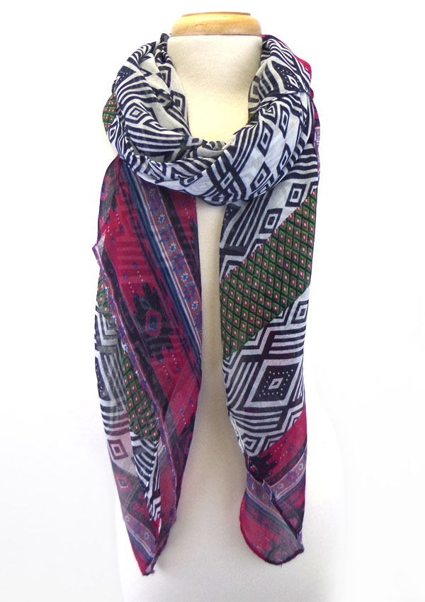 Multi color abstractive pattern scarf