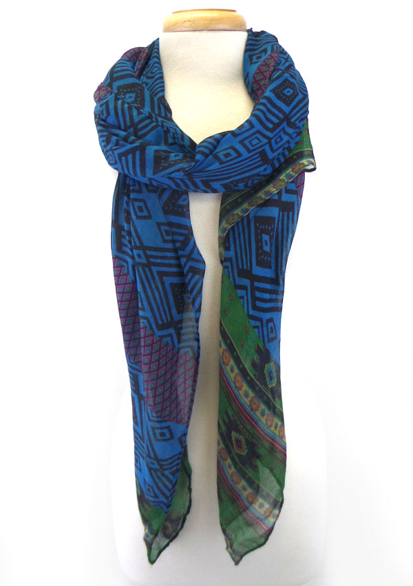 Multi color abstractive pattern scarf