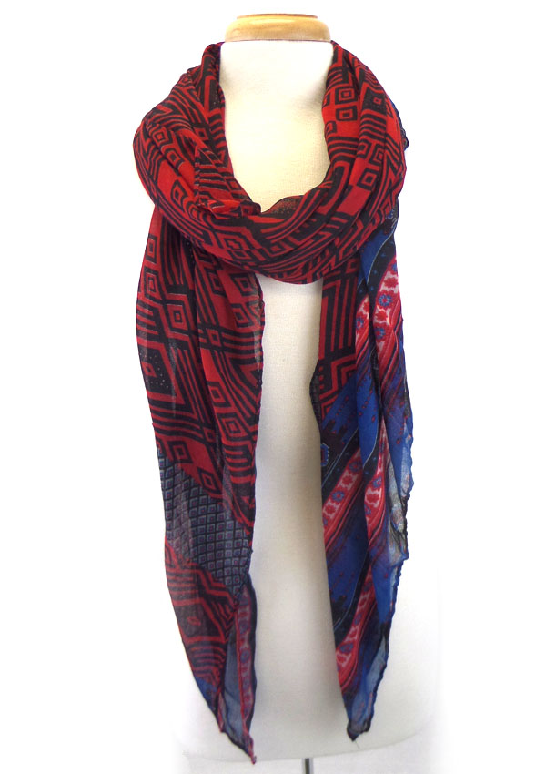 Multi color abstractive pattern scarf