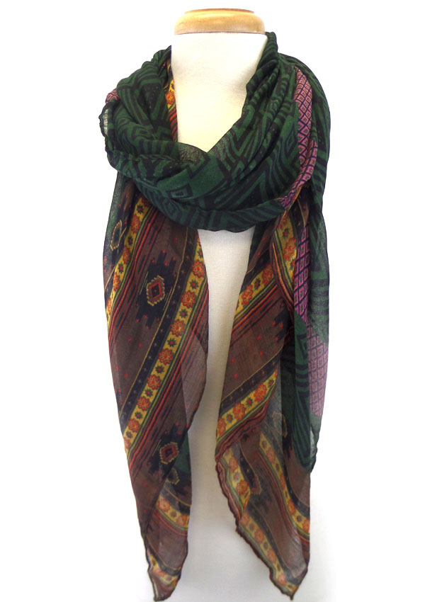 Multi color abstractive pattern scarf