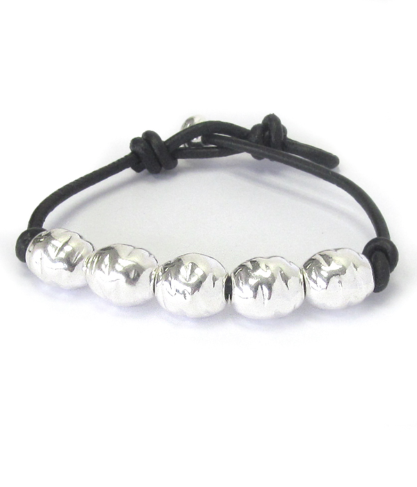 Multi metal pearl link cord bracelet