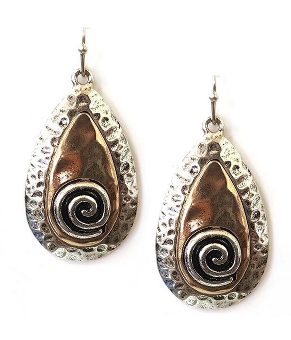 Vintage rustic swirl half moon earring