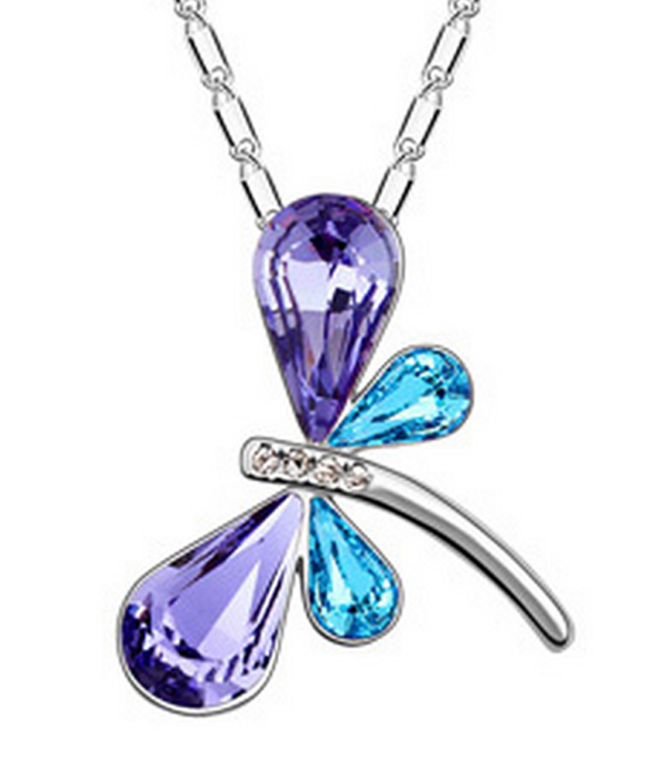 Crystal dragonfly pendant necklace