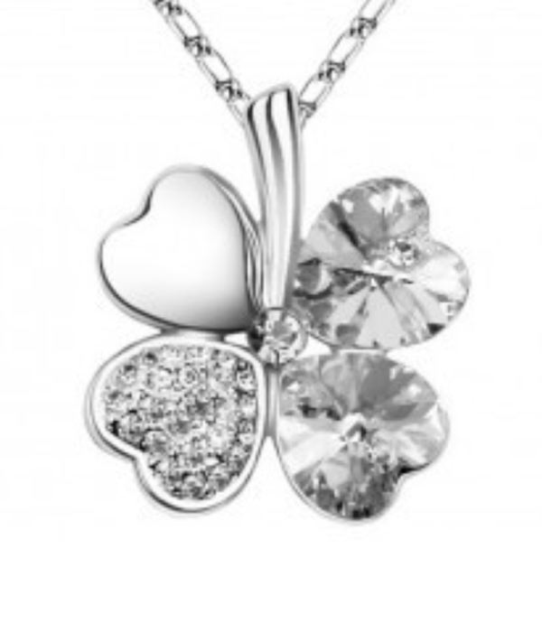 Crystal 4 leaf clover pendant necklace