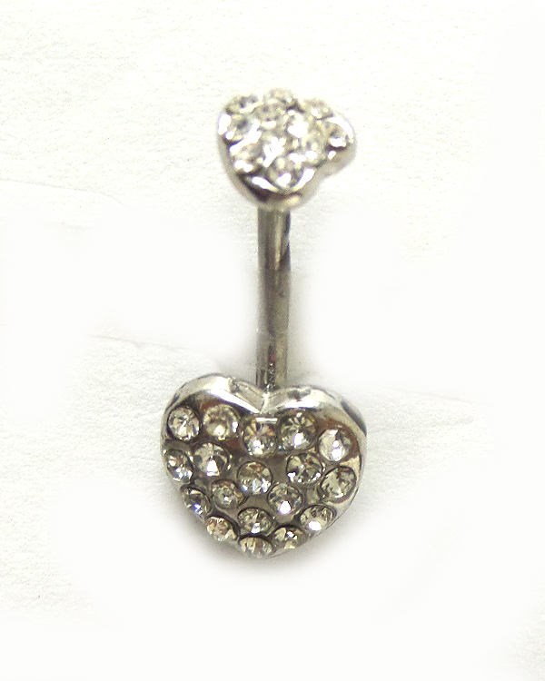 Surgical steel double haert steel belly ring  navel ring