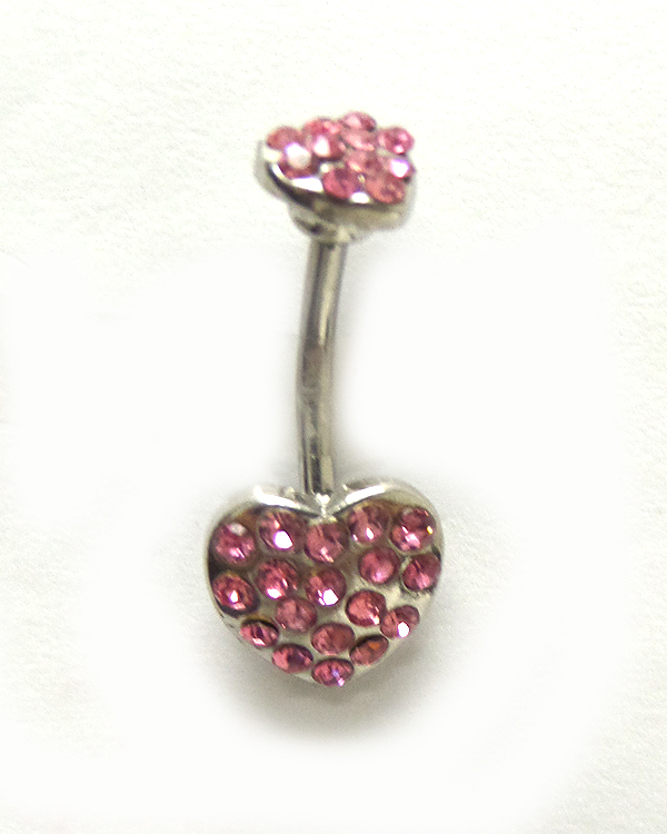 Surgical steel double haert steel belly ring  navel ring