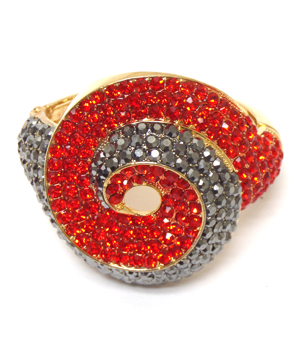 Crystal pave spinner circle hinge bangle bracelet