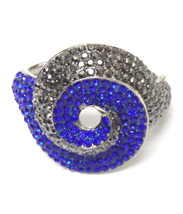 Crystal pave spinner circle hinge bangle bracelet