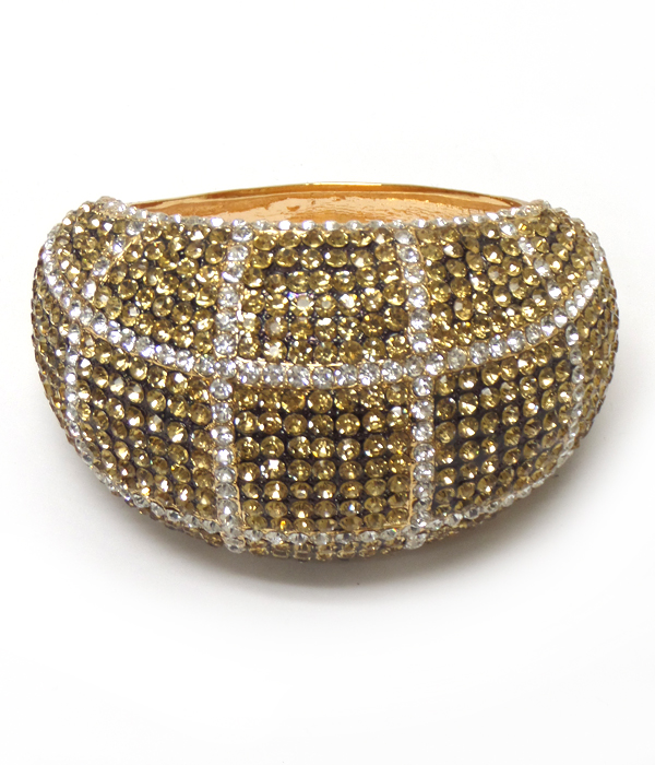 Crystal pave sectional pattern hinge bangle bracelet