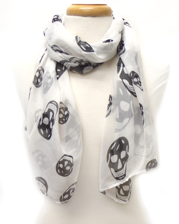 Skull print fashion chiffon scarf