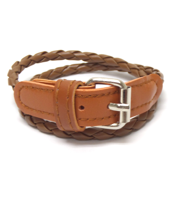 Belt buckle leather wrap bracelet
