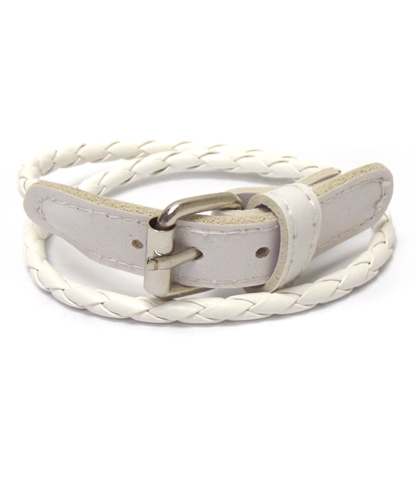 Belt buckle leather wrap bracelet