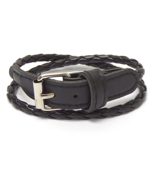 Belt buckle leather wrap bracelet