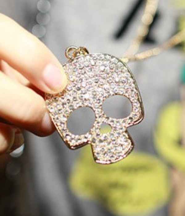 Crystal skull necklace