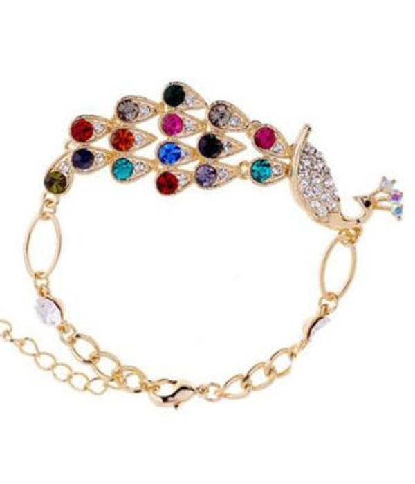 Crystal peacock chain bracelet