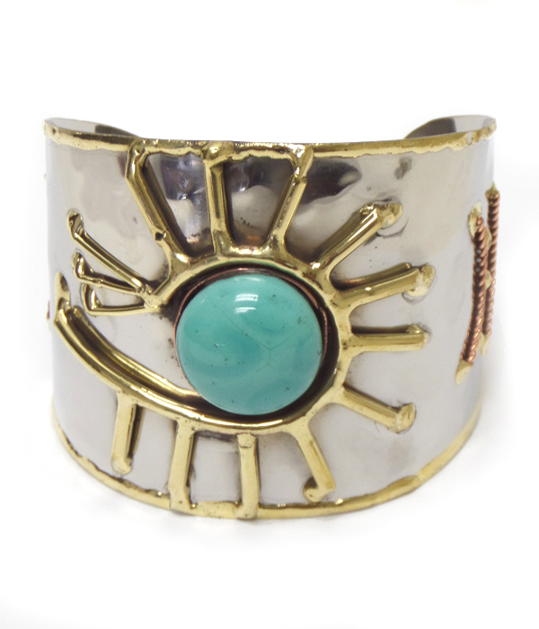 Handmade metal art bangle bracelet - 100% brass