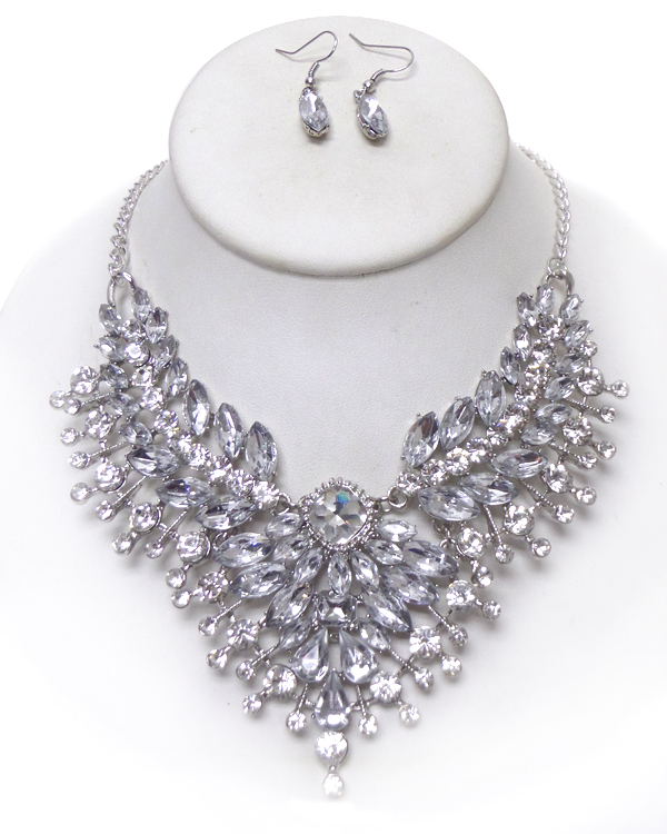 Multi size crystals flower necklace set