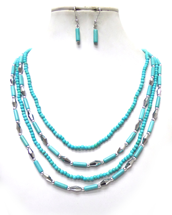 MULTI LAYER  SEEDBEADS NECKLACE SET 