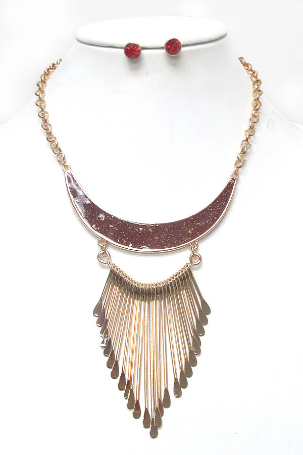 Multi fine metal wire drop tribal style necklace set