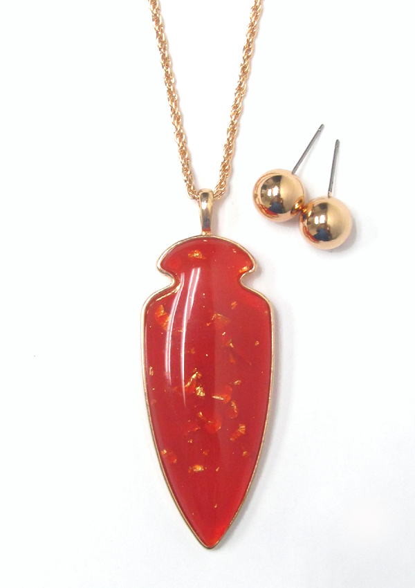 Epoxy arrowhead long necklace set