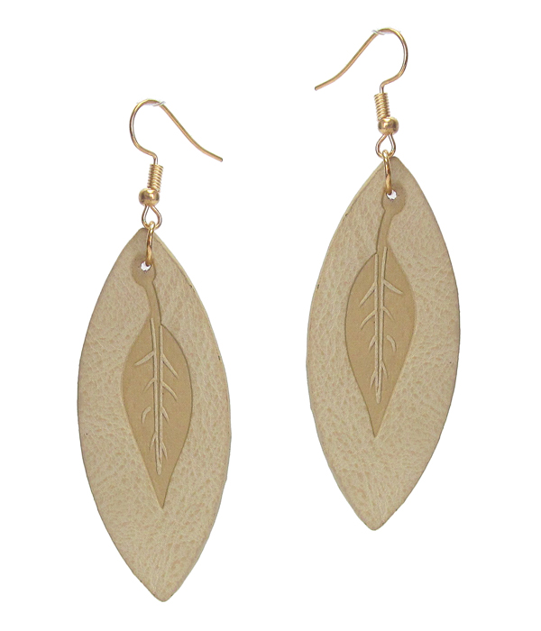 Leaf leather earring